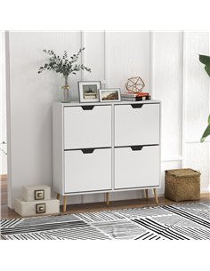 HOMCOM Shoe Storage Cabinet, 4 Flip Drawers, Shoe Organizer for 16 Pairs of Shoes, White 2