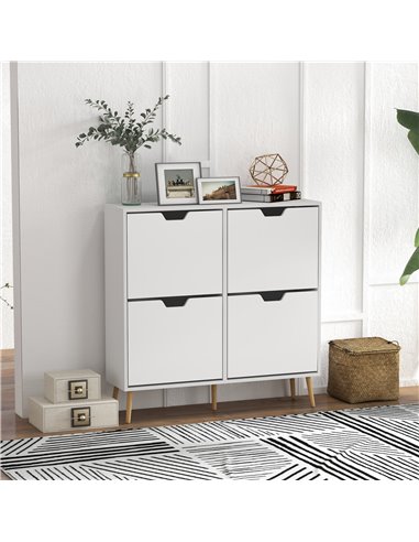 HOMCOM Shoe Storage Cabinet, 4 Flip Drawers, Shoe Organizer for 16 Pairs of Shoes, White