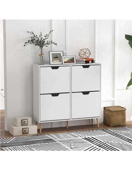HOMCOM Shoe Storage Cabinet, 4 Flip Drawers, Shoe Organizer for 16 Pairs of Shoes, White - pic 28114 | FastDaddyshop