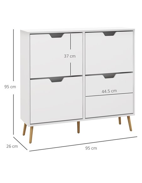 HOMCOM Shoe Storage Cabinet, 4 Flip Drawers, Shoe Organizer for 16 Pairs of Shoes, White - pic 28115 | FastDaddyshop