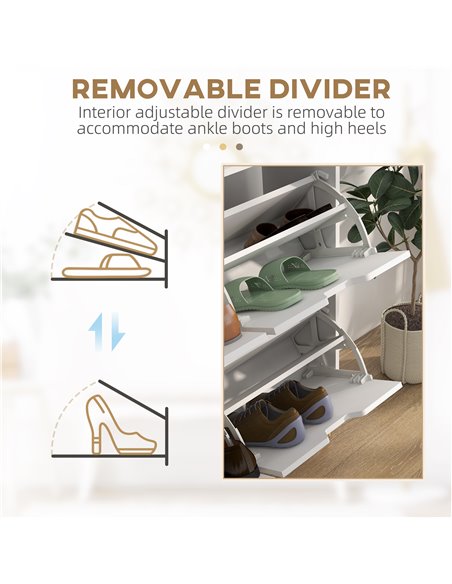 HOMCOM Shoe Storage Cabinet, 4 Flip Drawers, Shoe Organizer for 16 Pairs of Shoes, White - pic 28118 | FastDaddyshop