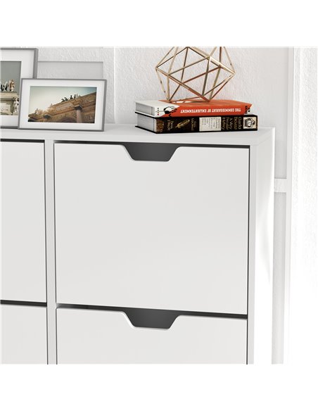 HOMCOM Shoe Storage Cabinet, 4 Flip Drawers, Shoe Organizer for 16 Pairs of Shoes, White - pic 28120 | FastDaddyshop