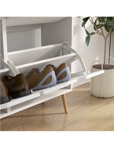 HOMCOM Shoe Storage Cabinet, 4 Flip Drawers, Shoe Organizer for 16 Pairs of Shoes, White