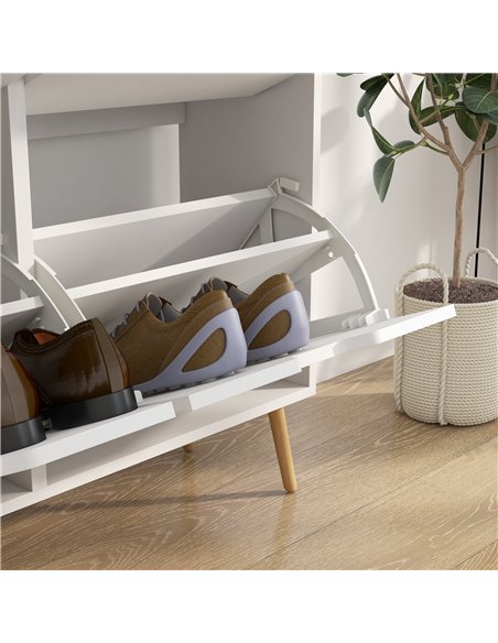 HOMCOM Shoe Storage Cabinet, 4 Flip Drawers, Shoe Organizer for 16 Pairs of Shoes, White - pic 28121 | FastDaddyshop
