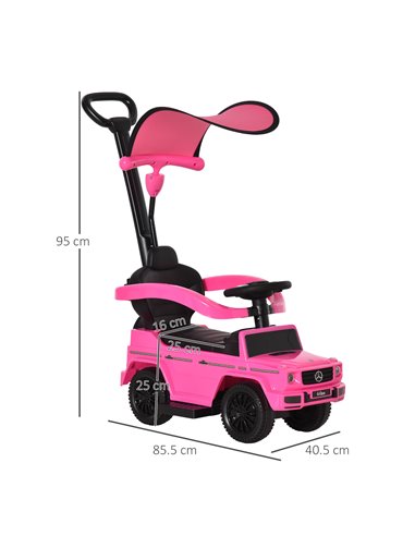 HOMCOM Compatible Ride-On Push Along Car Mercedes-Benz G350, Foot to Floor Slider, Pink