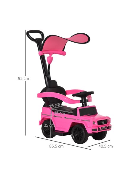 HOMCOM Compatible Ride-On Push Along Car Mercedes-Benz G350, Foot to Floor Slider, Pink - pic 28124 | FastDaddyshop