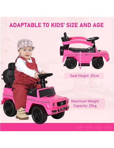 HOMCOM Compatible Ride-On Push Along Car Mercedes-Benz G350, Foot to Floor Slider, Pink