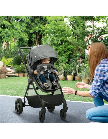 HOMCOM Lightweight Pushchair,Travel Baby Stroller with Reversible Seat, Grey - pic 28168 | FastDaddyshop