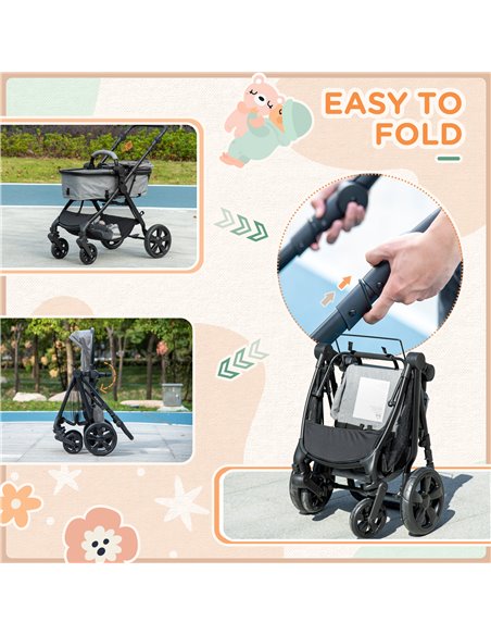 HOMCOM Lightweight Pushchair,Travel Baby Stroller with Reversible Seat, Grey - pic 28172 | FastDaddyshop