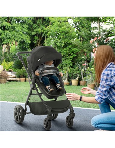 HOMCOM Lightweight Pushchair,Travel Baby Stroller with Reversible Seat, Black