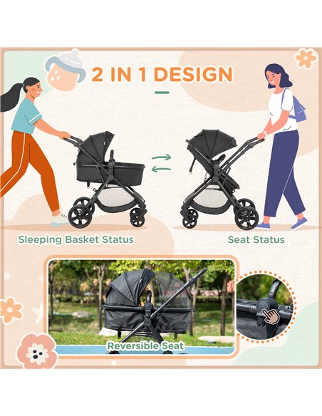 HOMCOM Lightweight Pushchair,Travel Baby Stroller, Black 440-028V70BK - pic 28179 | FastDaddyshop