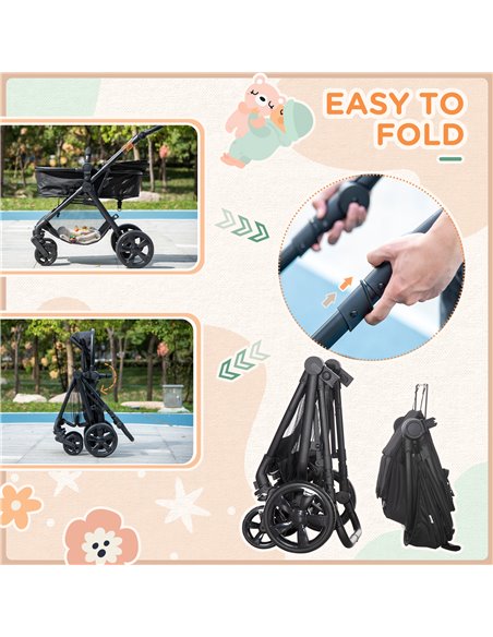 HOMCOM Lightweight Pushchair,Travel Baby Stroller with Reversible Seat, Black - pic 28181 | FastDaddyshop