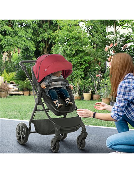 HOMCOM Lightweight Pushchair,Travel Baby Stroller with Reversible Seat, Red - pic 28186 | FastDaddyshop