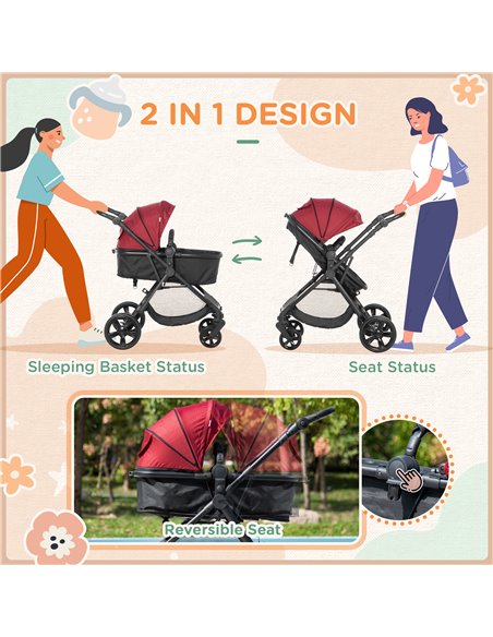 HOMCOM Lightweight Pushchair,Travel Baby Stroller, Red 440-028V70RD - pic 28188 | FastDaddyshop