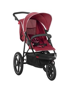 HOMCOM Foldable Three-Wheeler Baby Stroller with Canopy, Storage Basket, Red