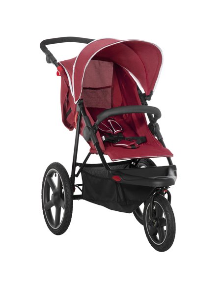 HOMCOM Foldable Three-Wheeler Baby Stroller with Canopy, Storage Basket, Red - pic 28194 | FastDaddyshop