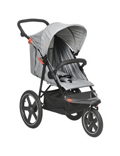 HOMCOM Foldable Three-Wheeler Baby Stroller with Canopy, Storage Basket, Grey