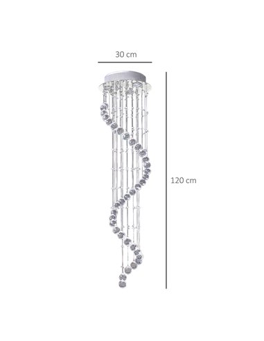 HOMCOM Spiral Crystal Chandelier 160 Octagons, Silver 02-0302