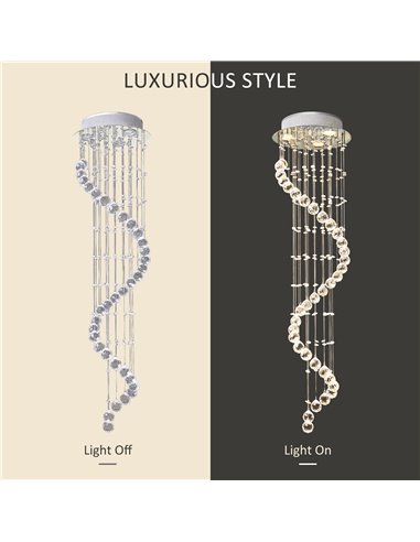 HOMCOM Spiral Crystal Chandelier 160 Octagons, Silver 02-0302