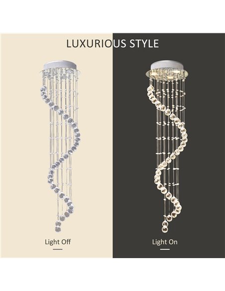 HOMCOM Spiral Crystal Chandelier 160 Octagons, Silver 02-0302 - pic 28216 | FastDaddyshop