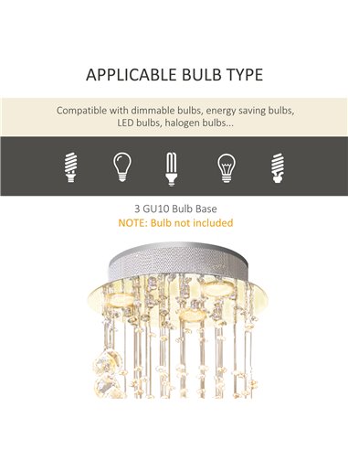 HOMCOM Spiral Crystal Chandelier 160 Octagons, Silver 02-0302