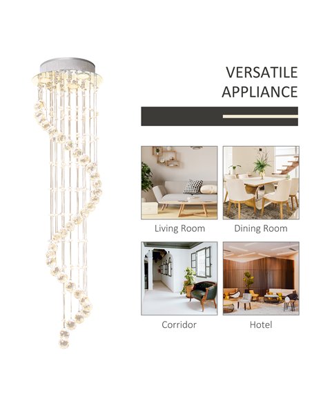 HOMCOM Spiral Crystal Chandelier 160 Octagons, Silver 02-0302 - pic 28218 | FastDaddyshop