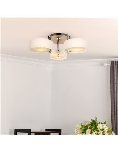 HOMCOM Acrylic Lamp, Indoor 3 Light, Pendant Chandelier Flush Mount with Chrome Finish