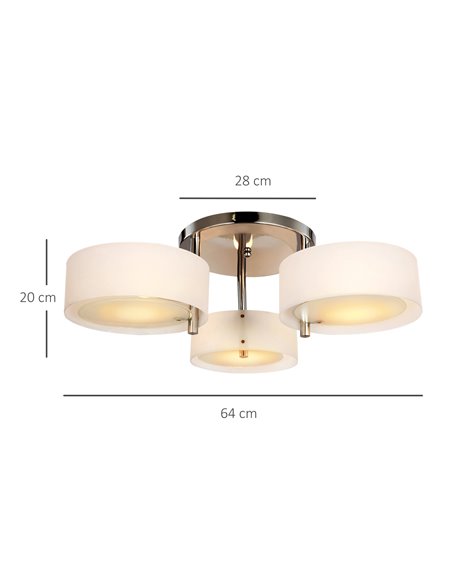 HOMCOM Acrylic Lamp, Indoor 3 Light, Pendant Chandelier Flush Mount with Chrome Finish - pic 28223 | FastDaddyshop