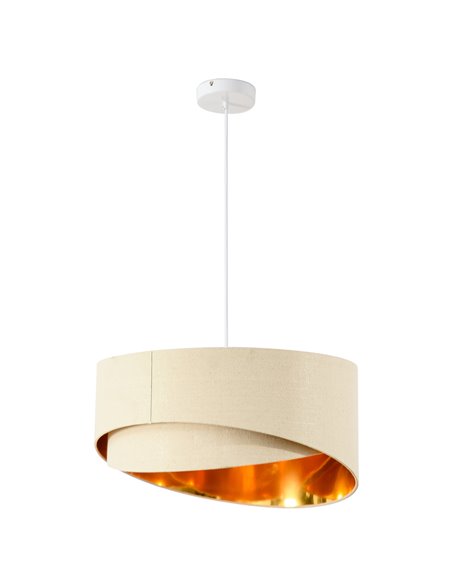 HOMCOM Pendant Light with Adjustable Hanging Chain and Two Lampshade, Beige and Gold - pic 28248 | FastDaddyshop