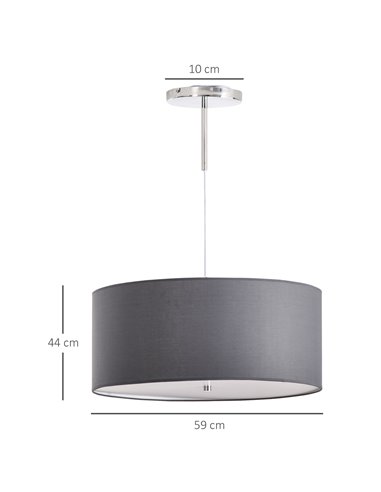 HOMCOM LED Pendant Light Chandelier with Three Lighting Modes, Grey