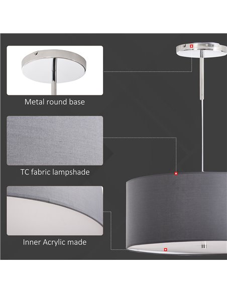 HOMCOM LED Pendant Light Chandelier with Three Lighting Modes, Grey B31-259V70 - pic 28269 | FastDaddyshop