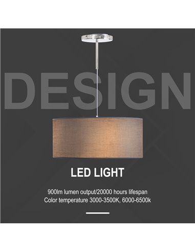 HOMCOM LED Pendant Light Chandelier with Three Lighting Modes, Grey B31-259V70