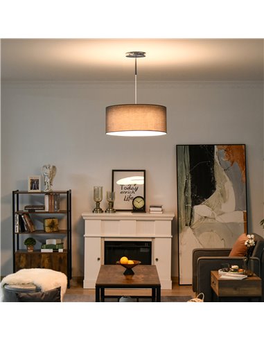 HOMCOM LED Pendant Light Chandelier with Three Lighting Modes, Grey
