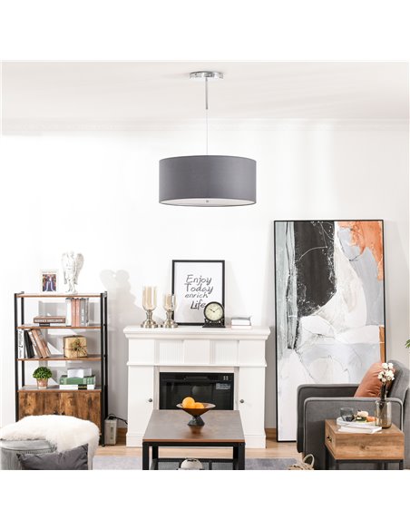 HOMCOM LED Pendant Light Chandelier with Three Lighting Modes, Grey - pic 28274 | FastDaddyshop