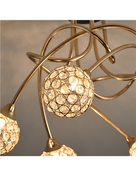 HOMCOM Crystal Chandelier Modern Pendant Light for Living Room with 5 Ball Lampshades 5 G9 Bulbs Required Gold Tone - pic 28282 | FastDaddyshop