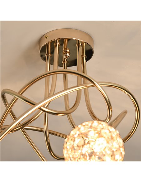 HOMCOM Crystal Chandelier Modern Pendant Light for Living Room with 5 Ball Lampshades 5 G9 Bulbs Required Gold Tone - pic 28283 | FastDaddyshop