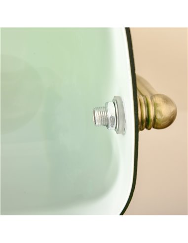 HOMCOM Banker's Table Desk Lamp with Antique Bronze Base, Glass Shade and Pull Rope Switch, Green