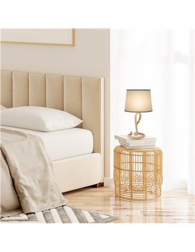 HOMCOM Farmhouse Table Lamp with Rope Base for E27 LED Halogen Bulb, Light grey