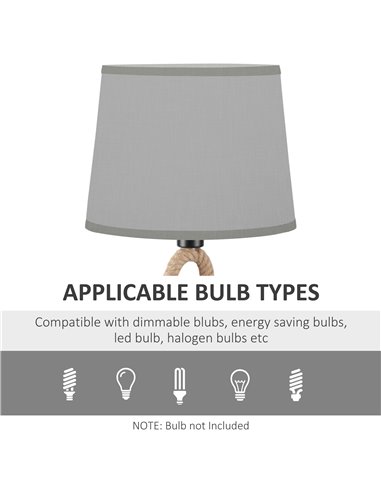 HOMCOM Farmhouse Table Lamp with Rope Base, Light grey B31-340V70