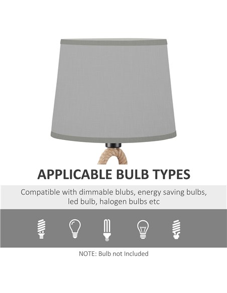 HOMCOM Farmhouse Table Lamp with Rope Base, Light grey B31-340V70 - pic 28297 | FastDaddyshop