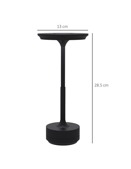 HOMCOM Cordless Table Lamp, Touch LED Desk Lamp with 4000mAh Rechargeable Battery, 3 Colour, for Bedroom Living Room, Black - pic 28331 | FastDaddyshop