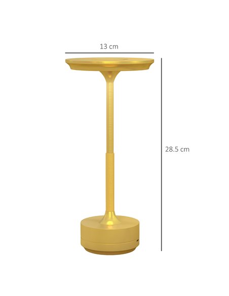 HOMCOM Cordless LED Table Lamp with 4000mAh Rechargeable Battery, 3 Colour, Gold Tone - pic 28340 | FastDaddyshop