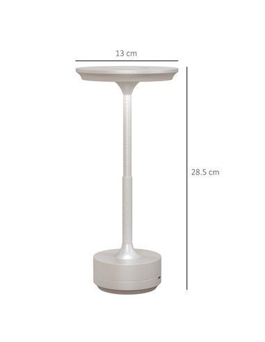 HOMCOM Cordless LED Table Lamp with 4000mAh Rechargeable Battery, 3 Colour, Silver
