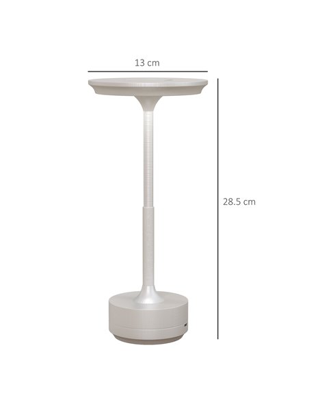 HOMCOM Cordless LED Table Lamp with 4000mAh Rechargeable Battery, 3 Colour, Silver - pic 28349 | FastDaddyshop