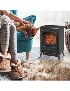 HOMCOM Electric Fire Place 1850W Heater-Black 2