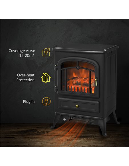 HOMCOM Electric Fire Place 1850W Heater, Black 820-038 - pic 28359 | FastDaddyshop