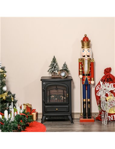 HOMCOM Electric Fire Place 1850W Heater-Black
