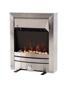 HOMCOM 2KW Electric Fireplace Pebble Burning Effect Heater Fire Flame Indoor Stove LED Lighting - Stainless Steel
