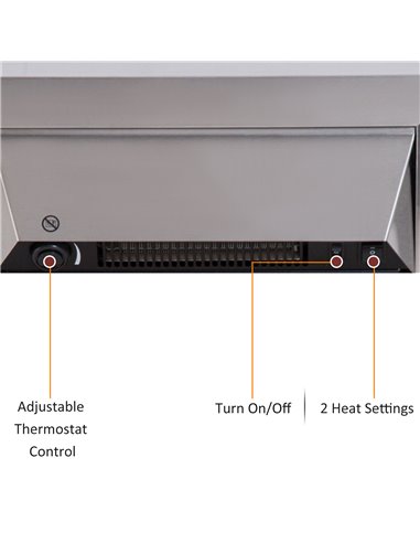 HOMCOM 2KW Electric Fireplace Pebble Burning Effect Heater Fire Flame Indoor Stove LED Lighting - Stainless Steel