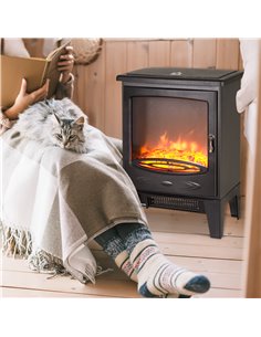 HOMCOM Electric Heater with Artificial Flame Effect, Black 820-164 2